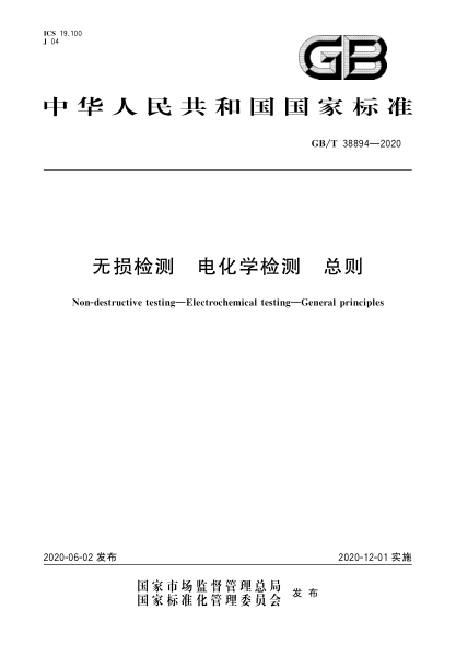 GB/T 38894-2020无损检测 电化学检测 总则