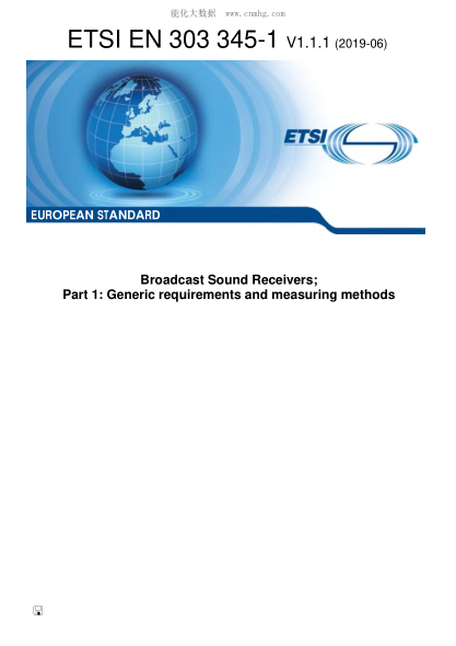 ETSI EN 303 345-1-2019 Broadcast Sound Receivers; Part 1: Generic Requirements And Measuring Methods