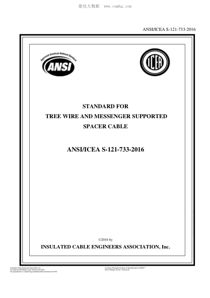 ANSI/ICEA S-121-733-2016 Tree Wire and Messenger Supported Spacer Cable