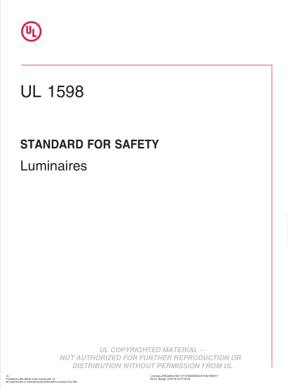 UL 1598-2018 UL Standard For Safety Luminaires (Fourth Edition)