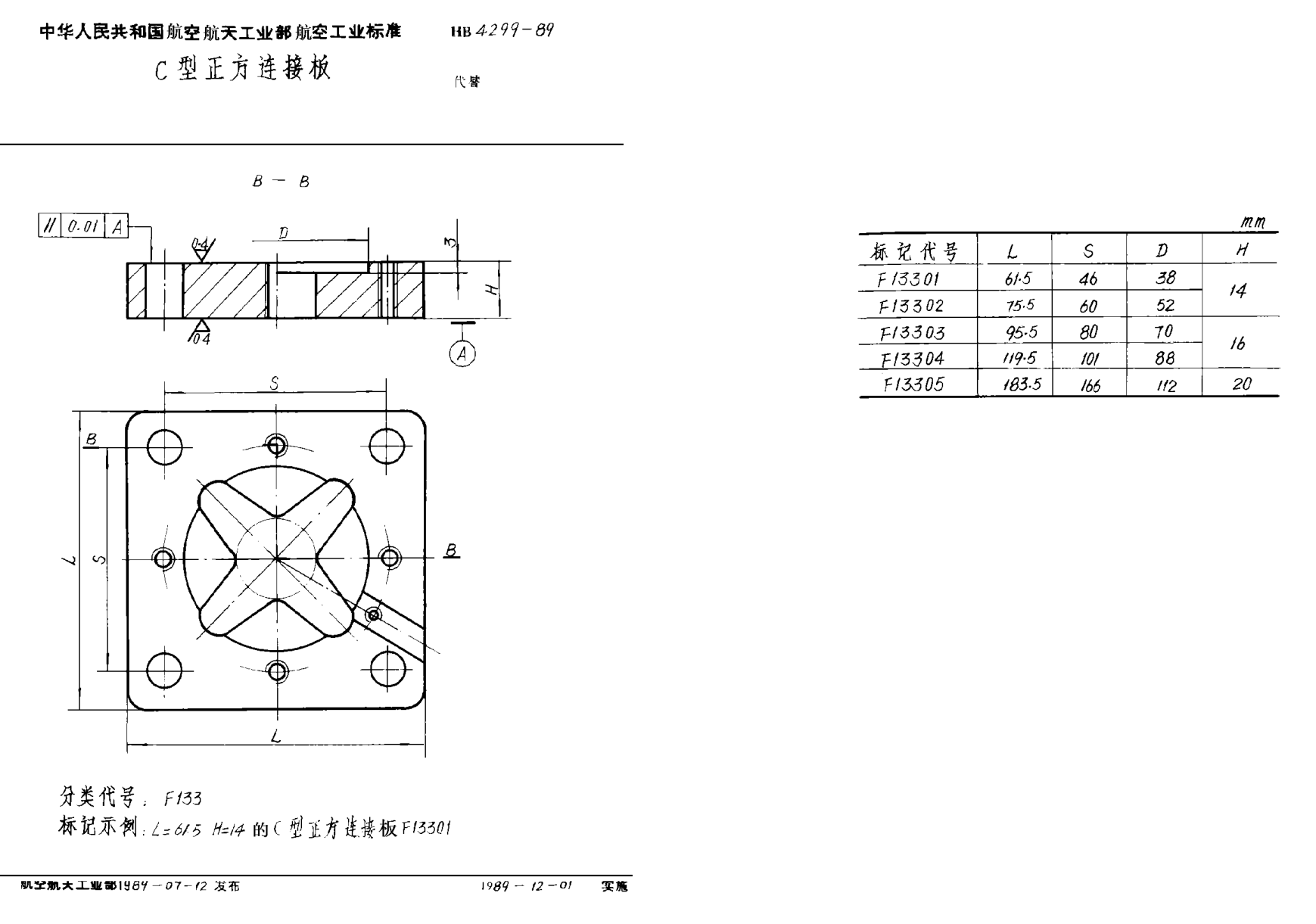 HB 4299-1989Ｃ型正方连接板