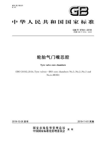 GB/T 9764-2018轮胎气门嘴芯腔