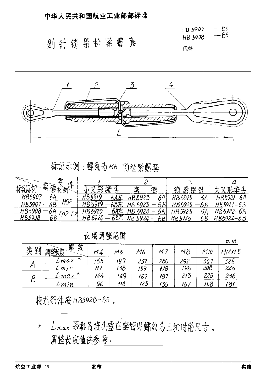 HB 5907-1985别针锁紧松紧螺套