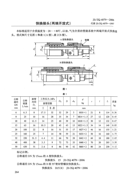 JB/ZQ 4079-2006快换接头(两端开放式)