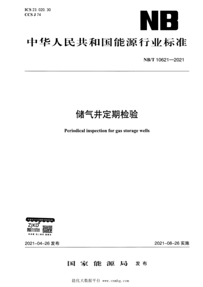  NB/T 10621-2021 储气井定期检验