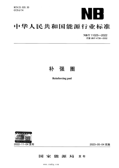 NB/T 11025-2022 补强圈 高清版