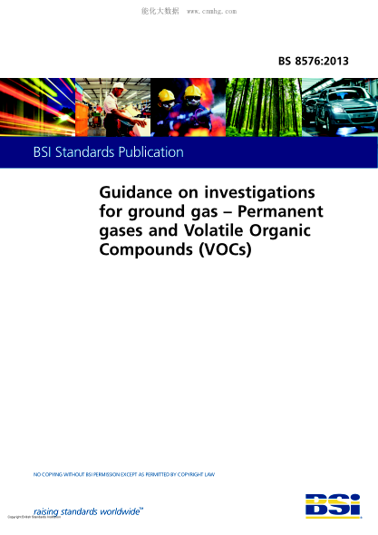 BS 8576-2013地下气勘查指南--永久气和挥发性有机物（VOC）Guidance on investigations for ground gas. Permanent gases and Volatile Organic Compounds (VOCs)