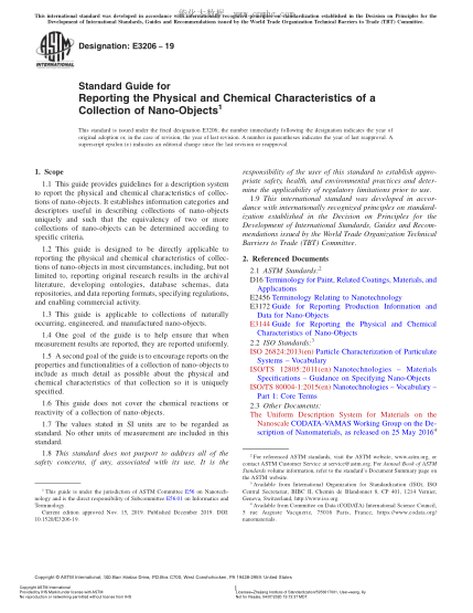 ASTM E3206-2019  Standard Guide for Reporting the Physical and Chemical Characteristics of a Collection of Nano-Objects