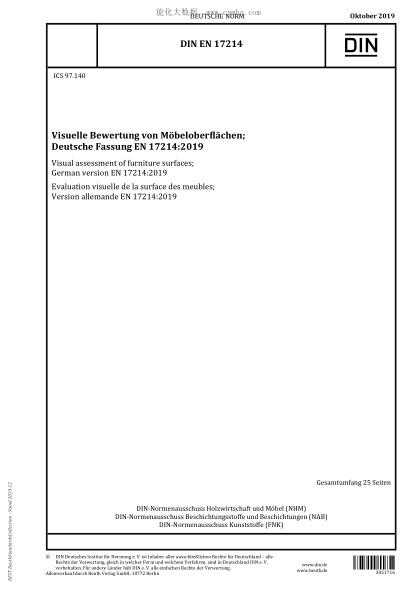 DIN EN 17214-2019  Visual assessment of furniture surfaces