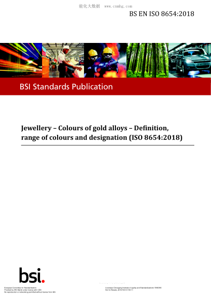 EN ISO 8654-2018  Jewellery. Colours of gold alloys. Definition,range of colours and designation (ISO 8654:2018)