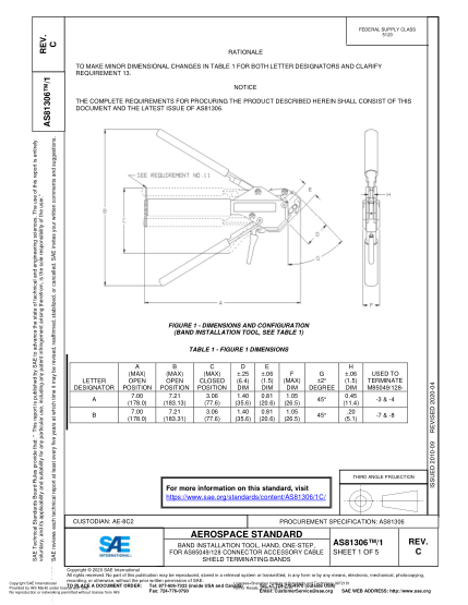 SAE AS81306/1C-2020  Band Installation Tool, Hand, One-Step, For As85049/128 Connector Accessory Cable Shield Terminating Bands