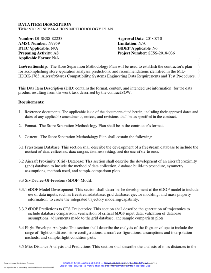 NAVY DI-SESS-82230-2018  Store Separation Methodology Plan
