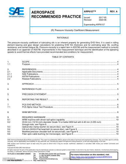 SAE ARP6157A-2020  (R) Pressure-Viscosity Coefficient Measurement