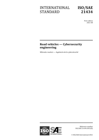 ISO/SAE 21434-2021 道路车辆--网络安全工程 Road vehicles &mdash; Cybersecurity engineering