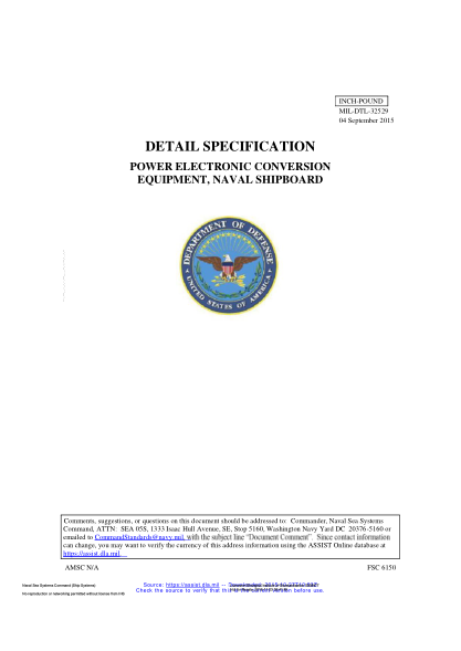 NAVY MIL-DTL-32529-2015  Power Electronic Conversion Equipment,Naval Shipboard
