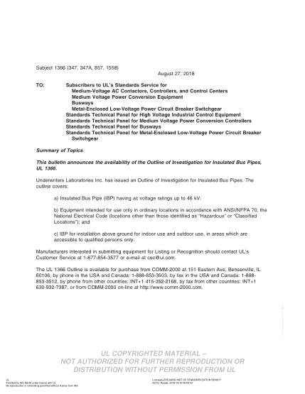 UL 347A BULLETIN/3-2018  UL Standard for Safety Medium Voltage Power Conversion Equipment