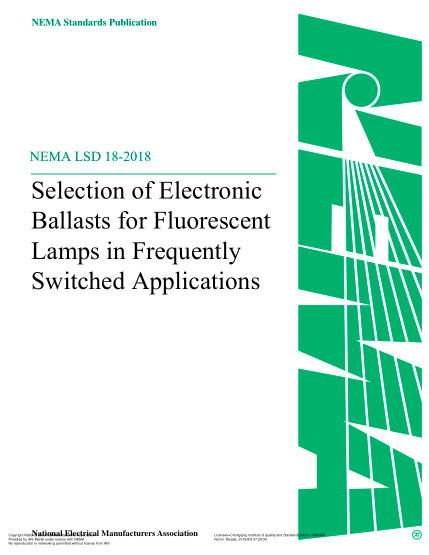 NEMA LSD 18-2018  Selection Of Electronic Ballasts For Fluorescent Lamps In Frequently Switched Applications