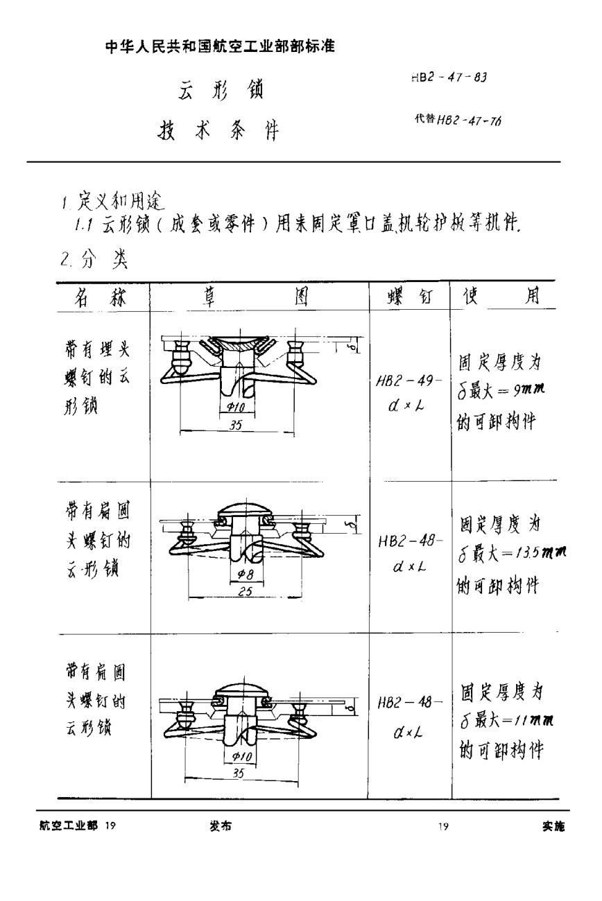 HB 2-47-1983方形锁技术条件