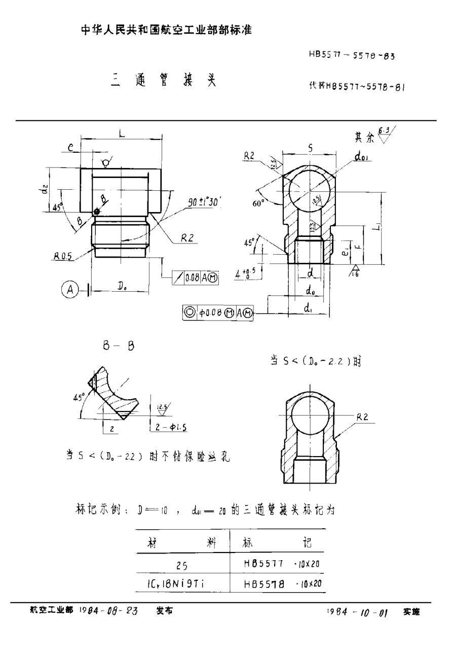 HB 5577-1983三通管接头