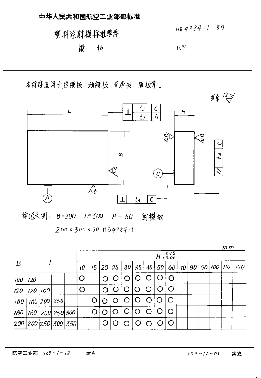 HB 4284.1-1989塑料注射模raybet雷电竞电竞app下载地址零件 模板