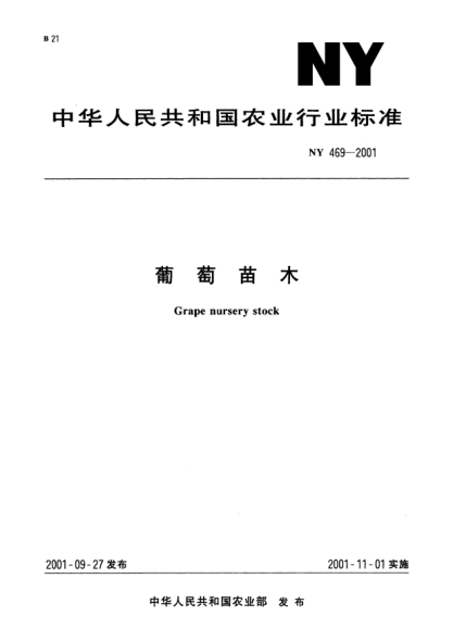 NY 469-2001葡萄苗木Grape nursery stock