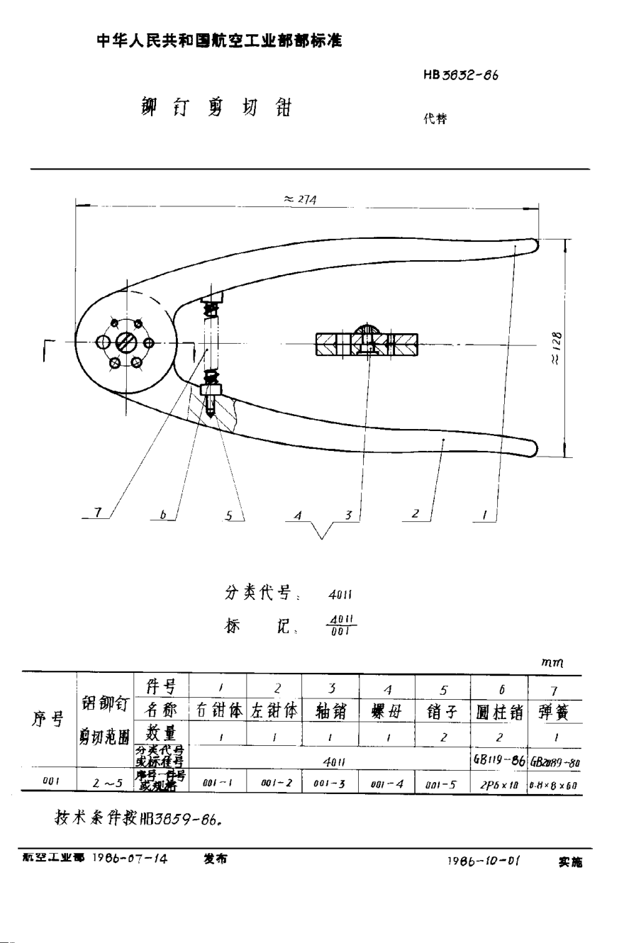 HB 3832-1986铆钉剪切钳