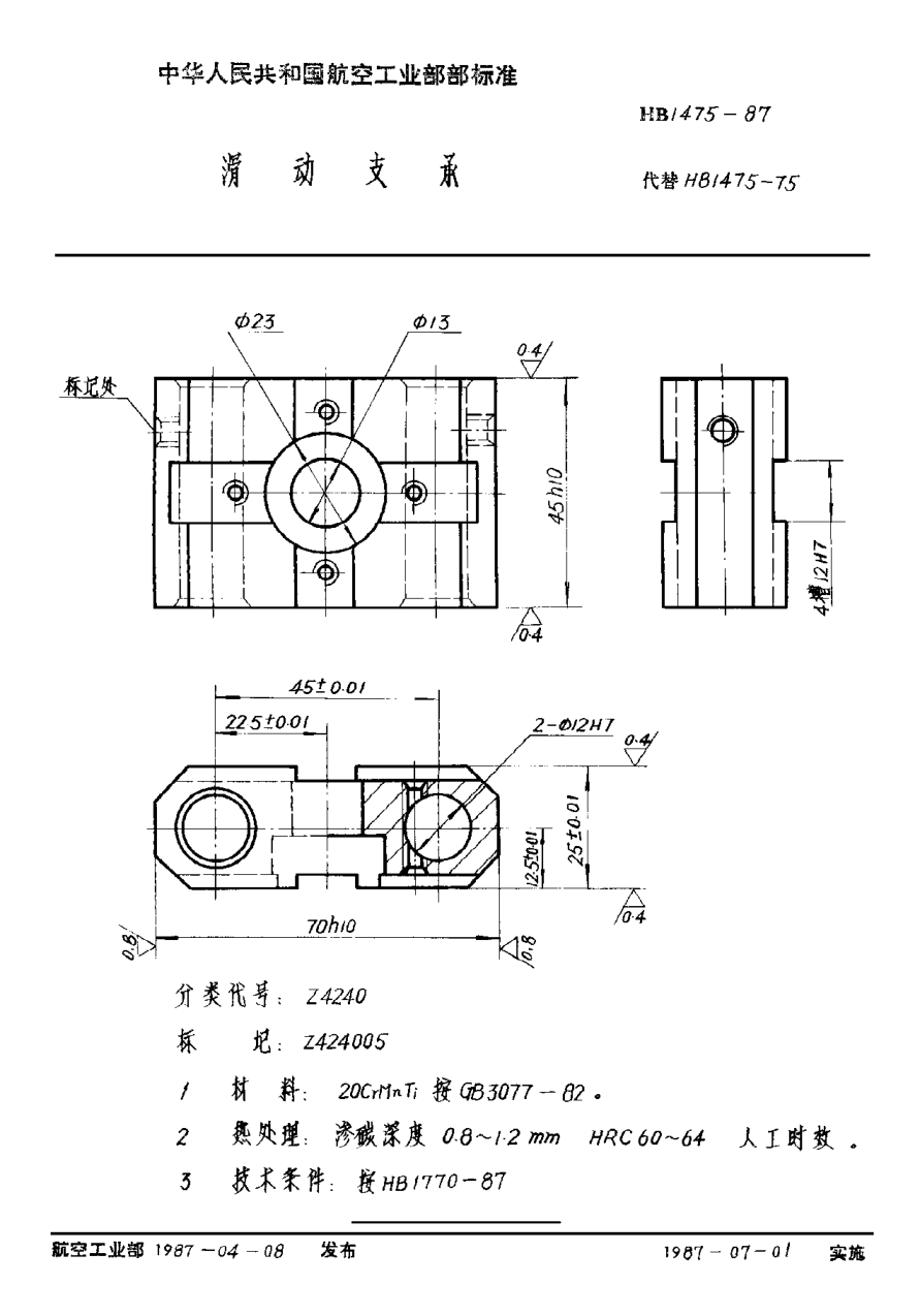 HB 1475-1987滑动支承