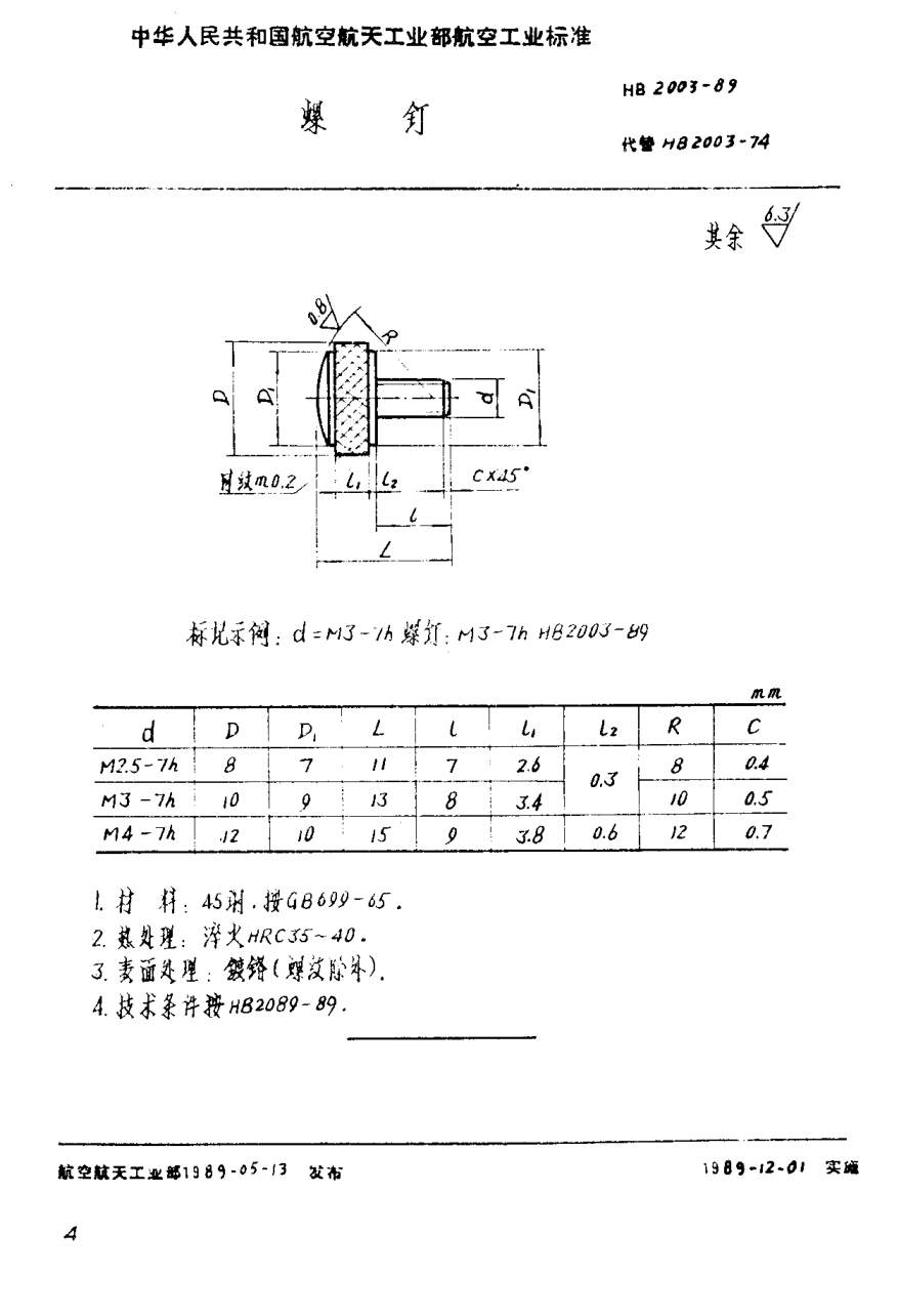 HB 2003-1989螺钉