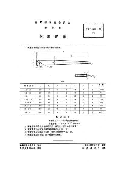 CB* 3051-1979钢索穿锥