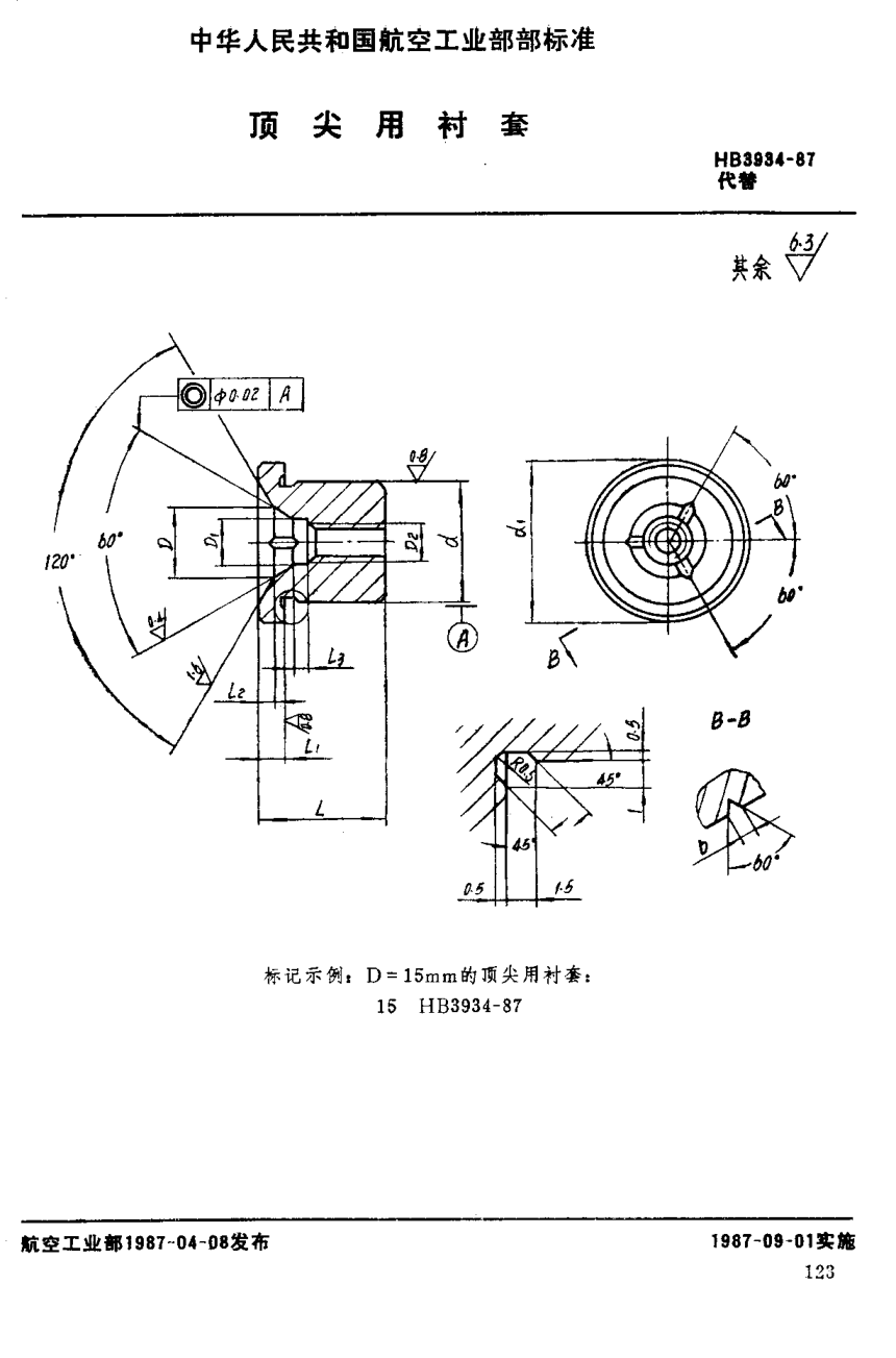 HB 3934-1987顶尖用衬套