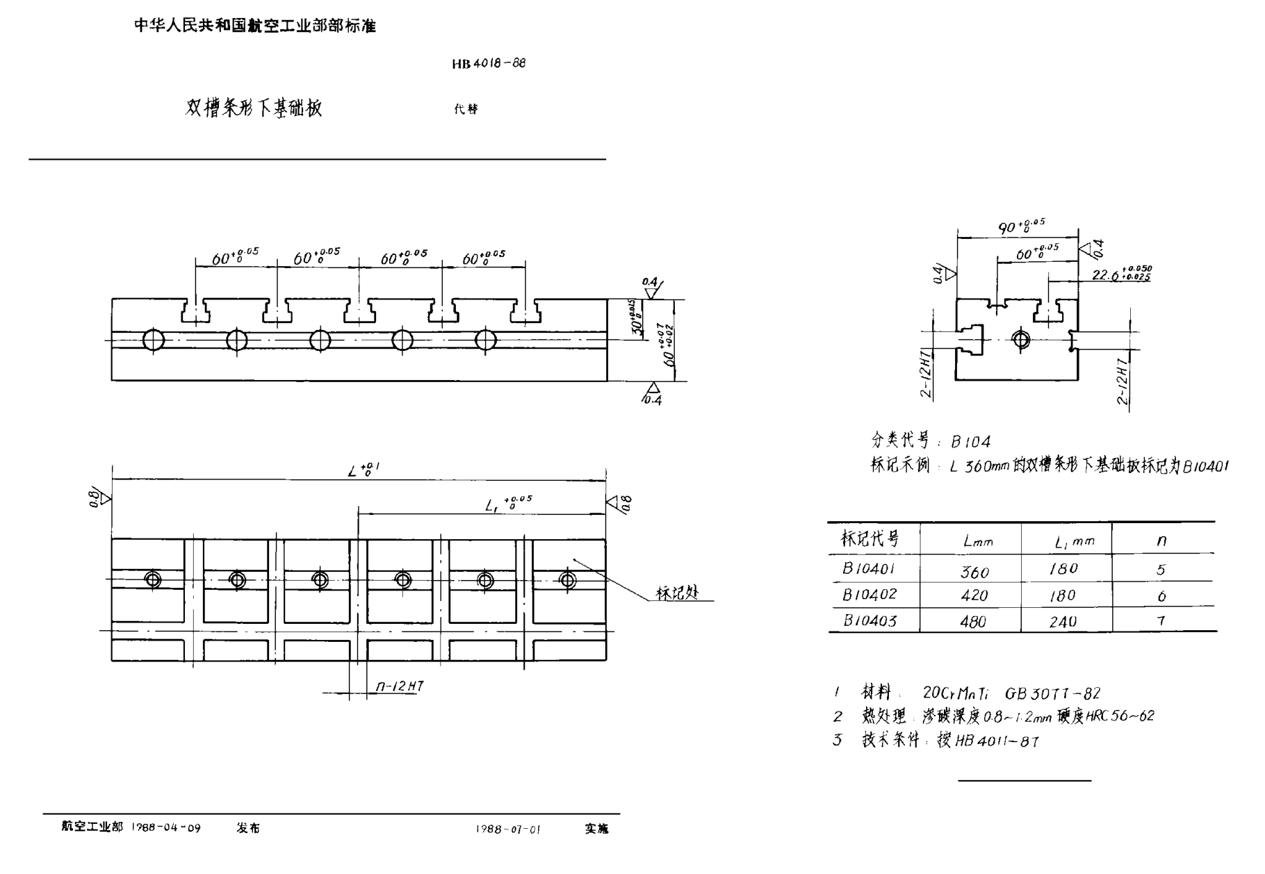 HB 4018-1988双槽条形下基础板