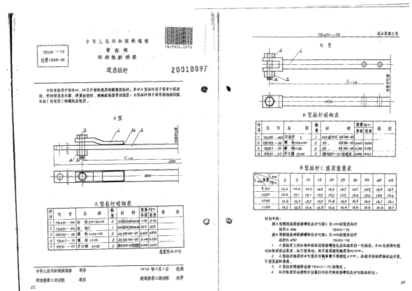 TB/T 431-1975raybet雷电竞电竞app下载地址轨距铁路道岔用拉杆