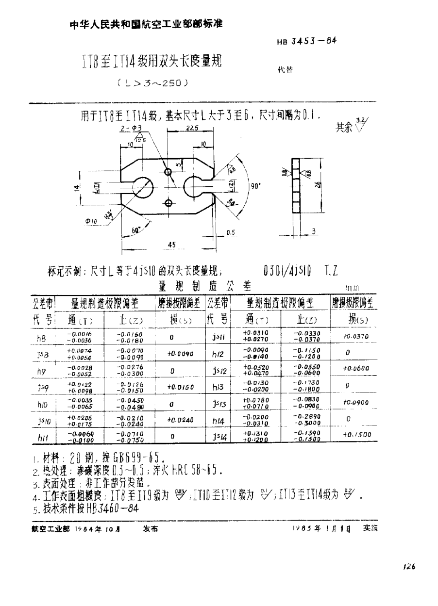 HB 3453-1984IT6至IT14级用双头长度量规（L>3~250）