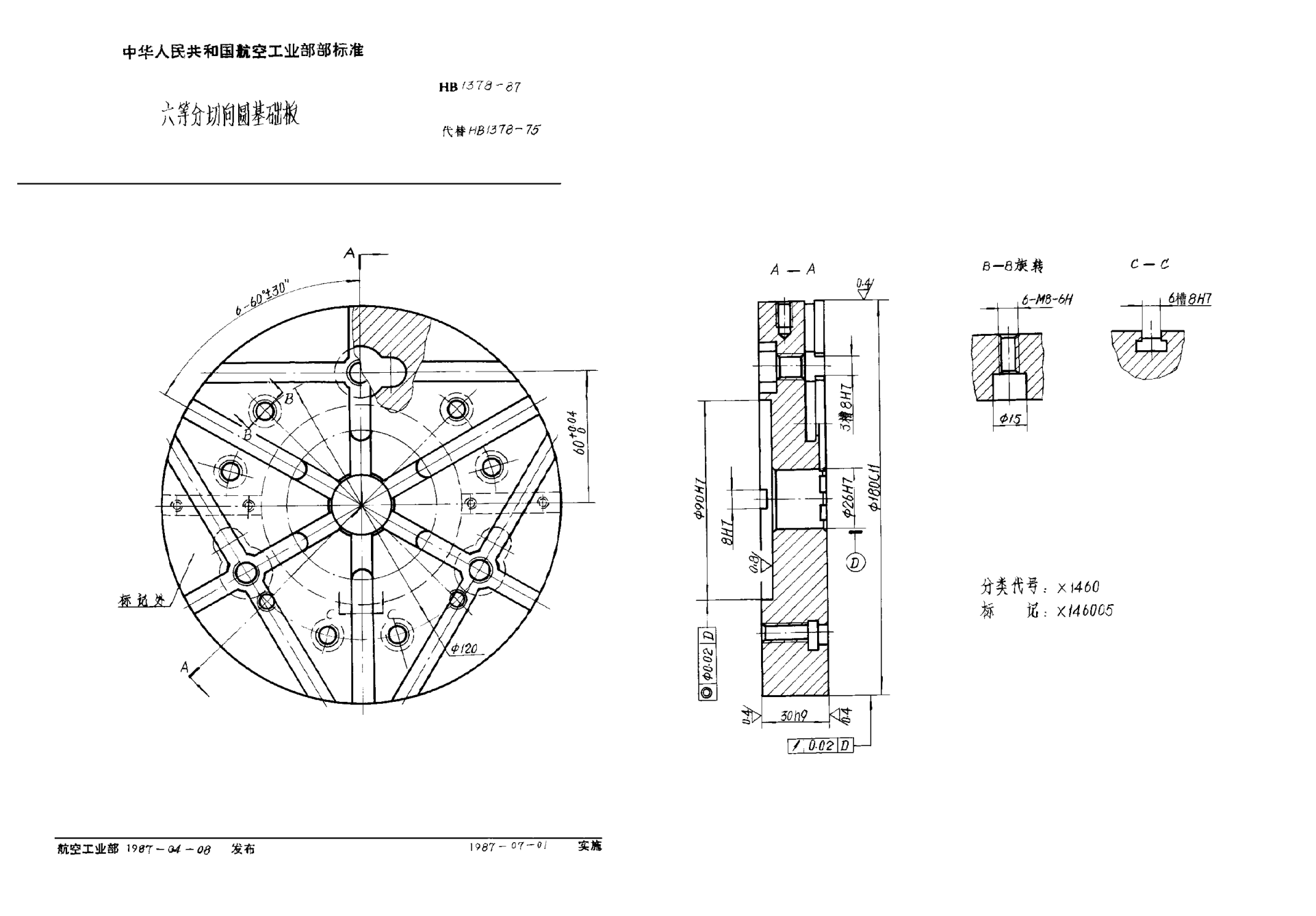HB 1378-1987六等分切向圆基础板