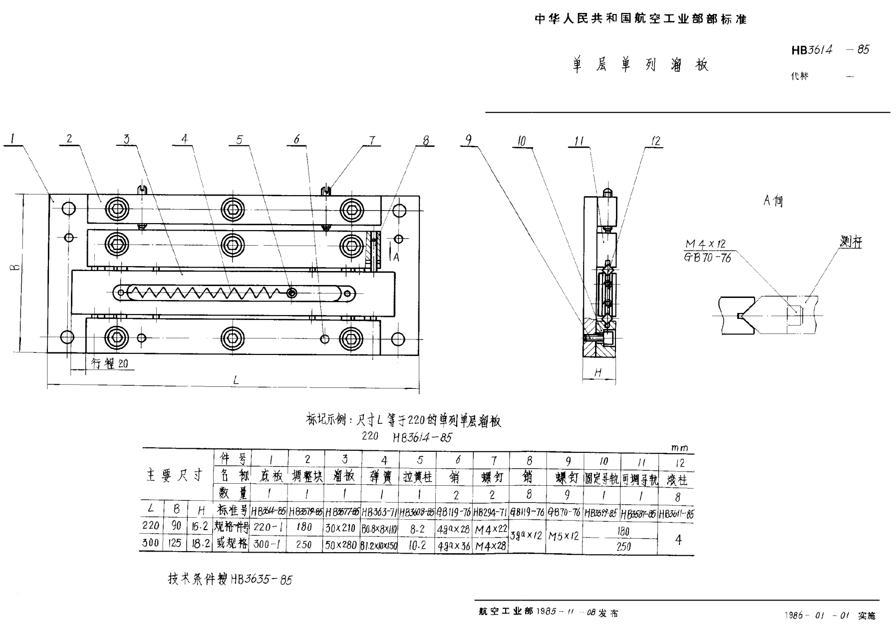 HB 3614-1985单层单列溜板
