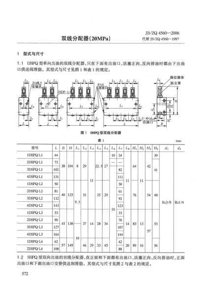 JB/ZQ 4560-2006双线分配器(20MPa)