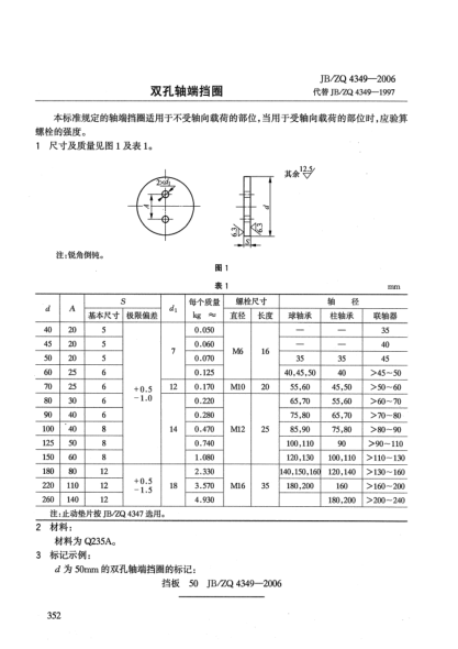 JB/ZQ 4349-2006双孔轴端挡圈