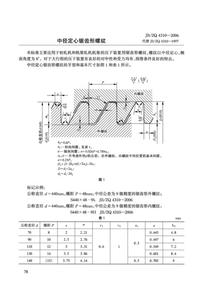 JB/ZQ 4310-2006中径定心锯齿形螺纹