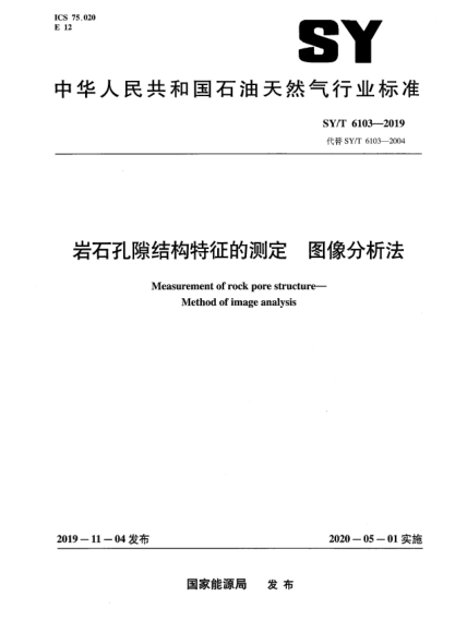 SY/T 6103-2019岩石孔隙结构特征的测定  图像分析法