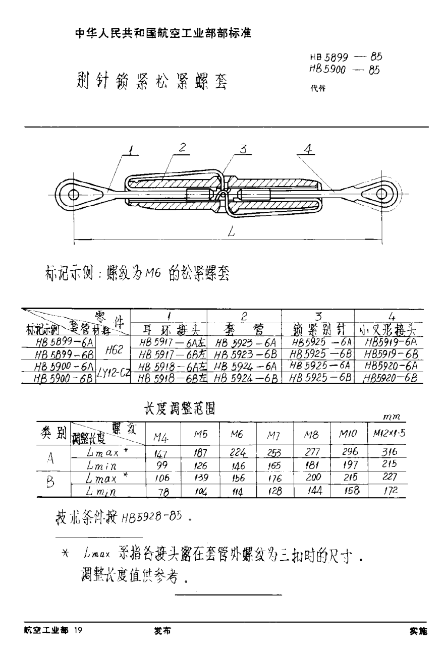 HB 5899-1985别针锁紧松紧螺套