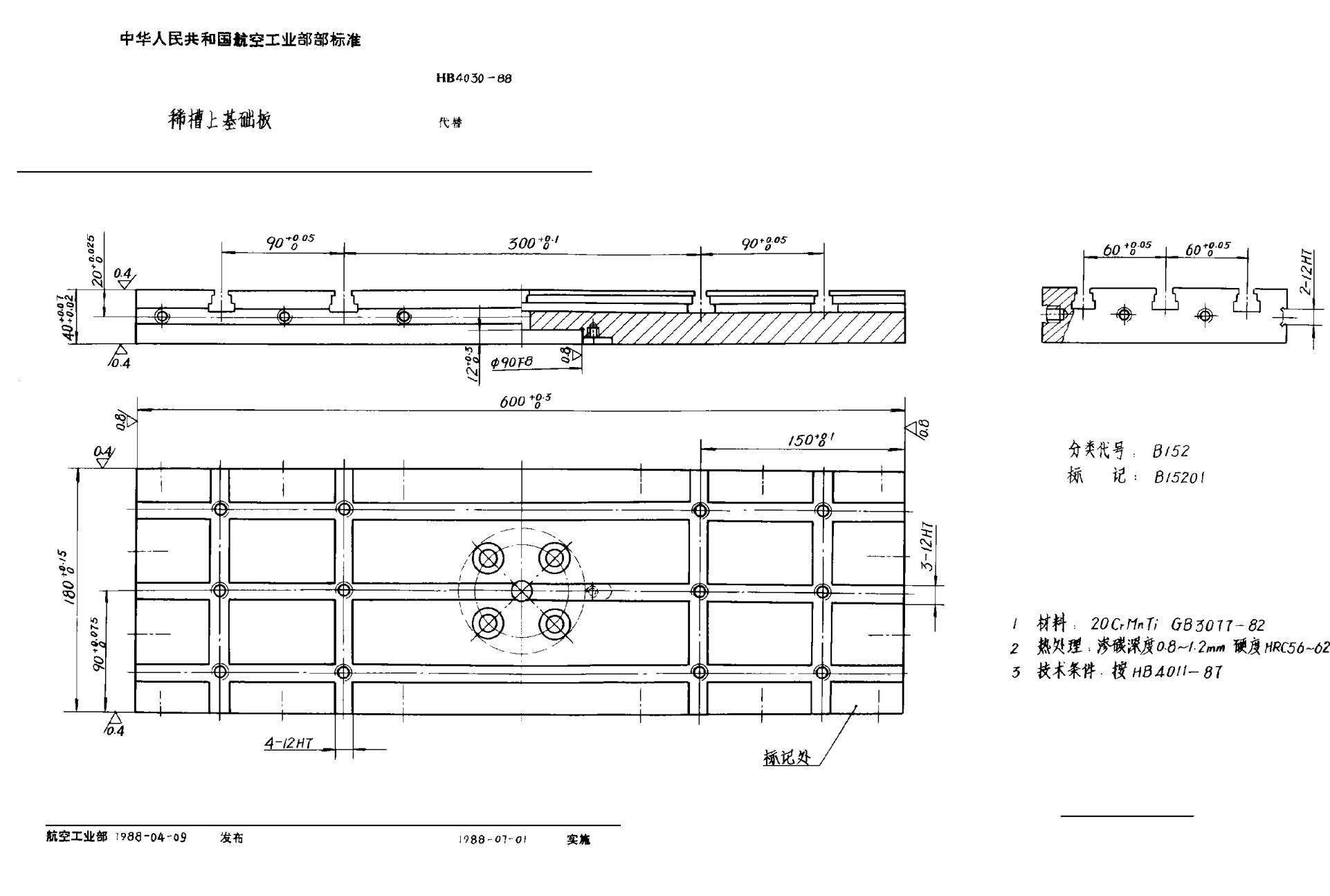 HB 4030-1988稀槽上基础板