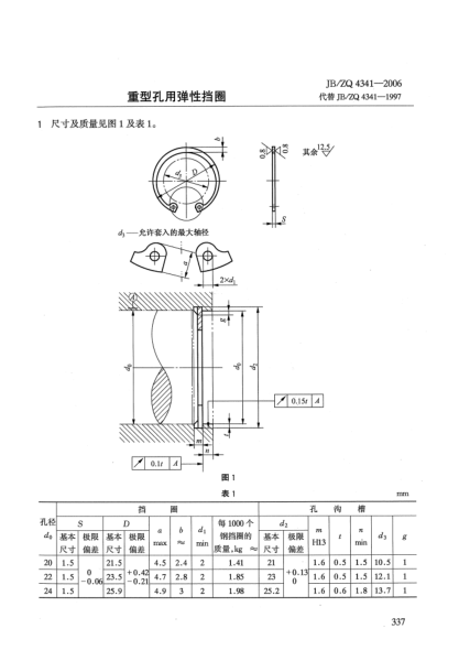JB/ZQ 4341-2006重型孔用弹性挡圈