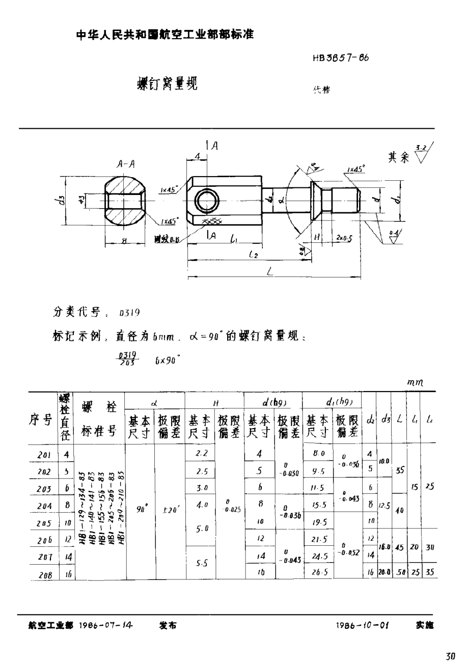 HB 3857-1986螺钉窝量规