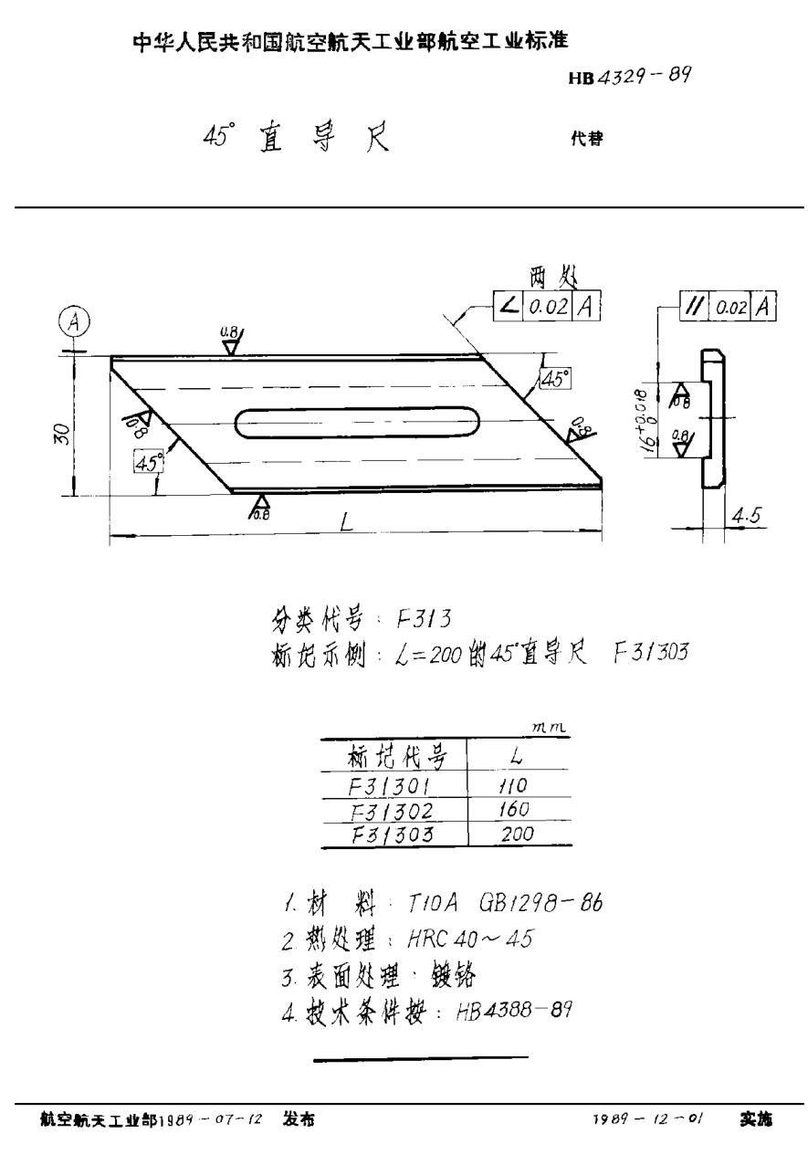 HB 4329-1989４５°直导尺
