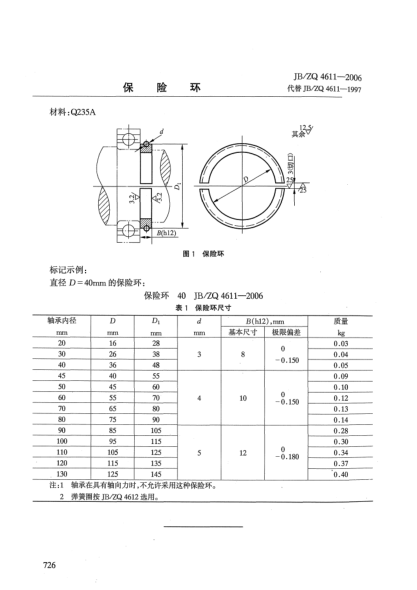 JB/ZQ 4611-2006保险环