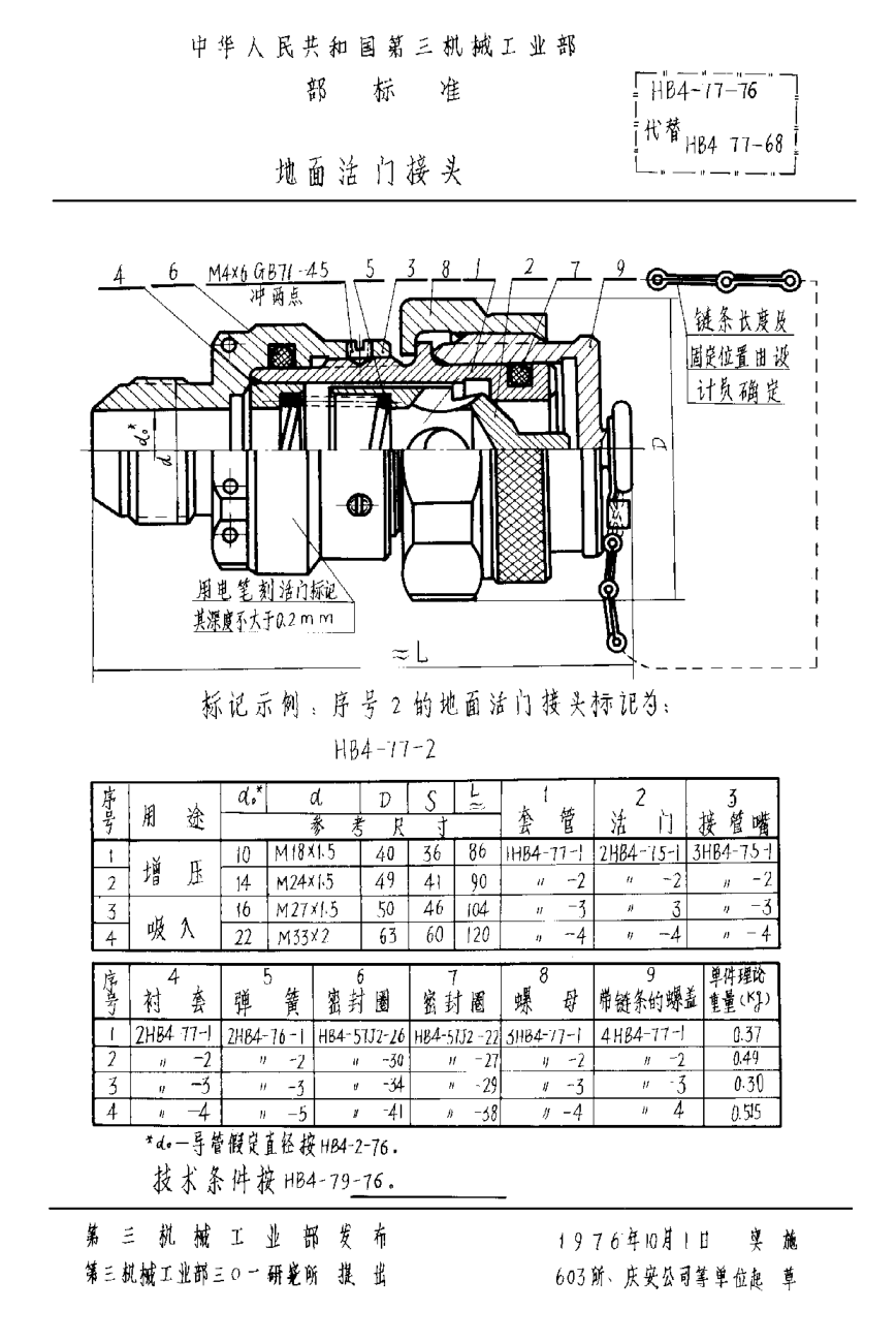 HB 4-77-1976地面活门接头