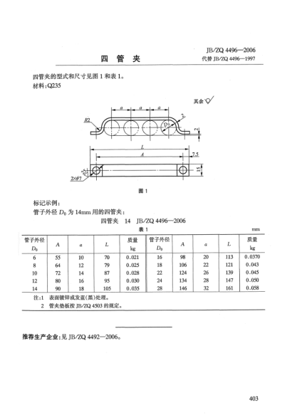 JB/ZQ 4496-2006四管夹