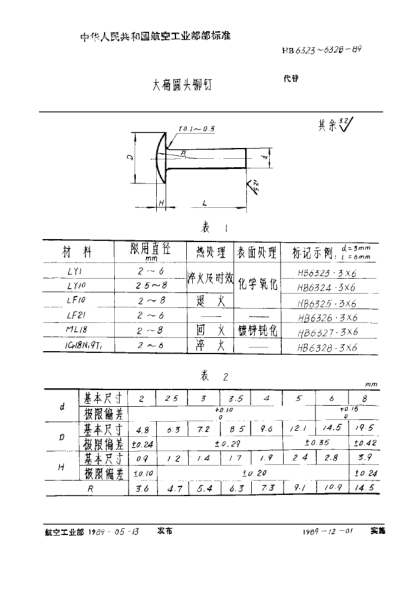 HB 6326-1989大扁圆头铆钉