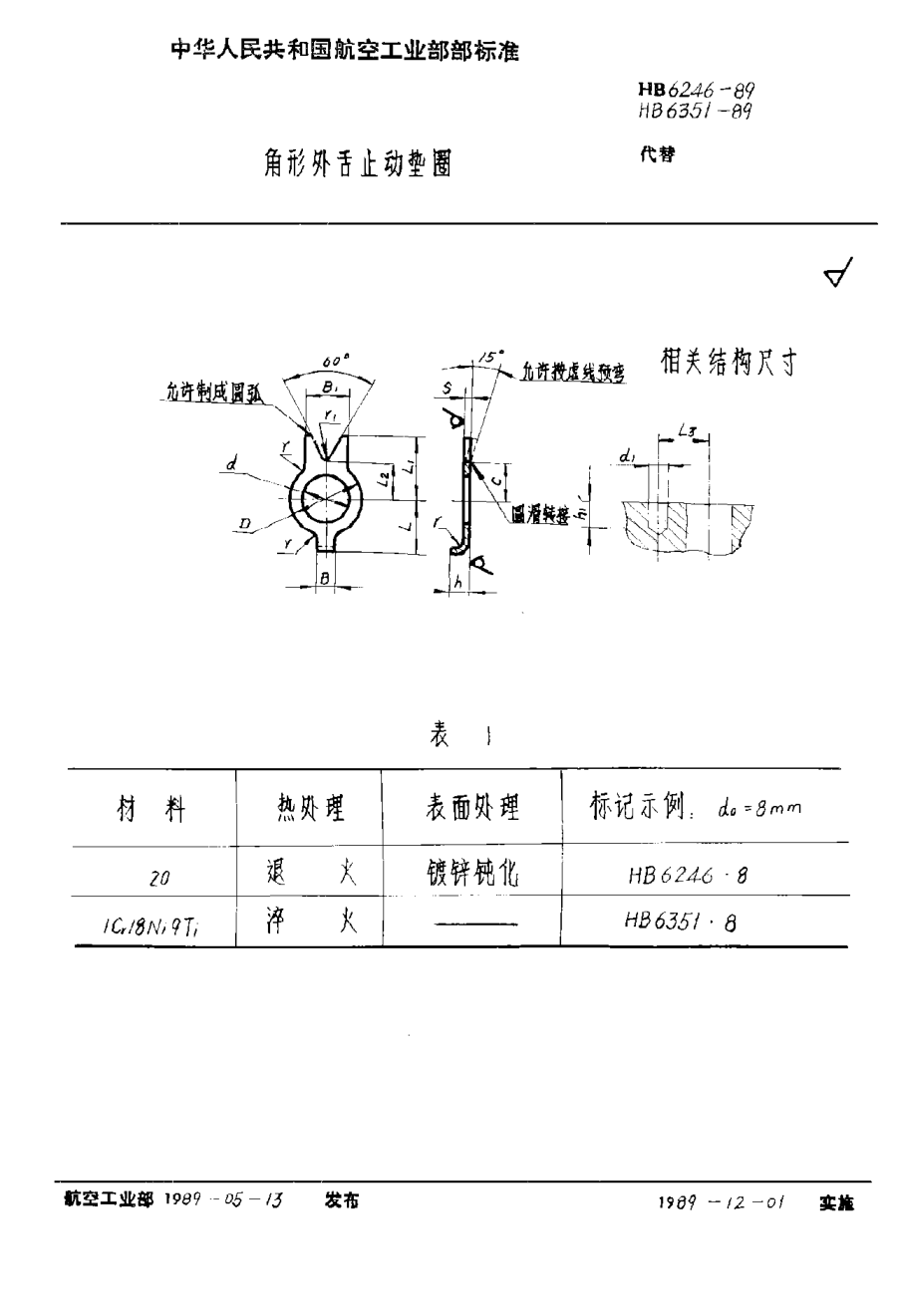 HB 6246-1989角形外舌止动垫圈