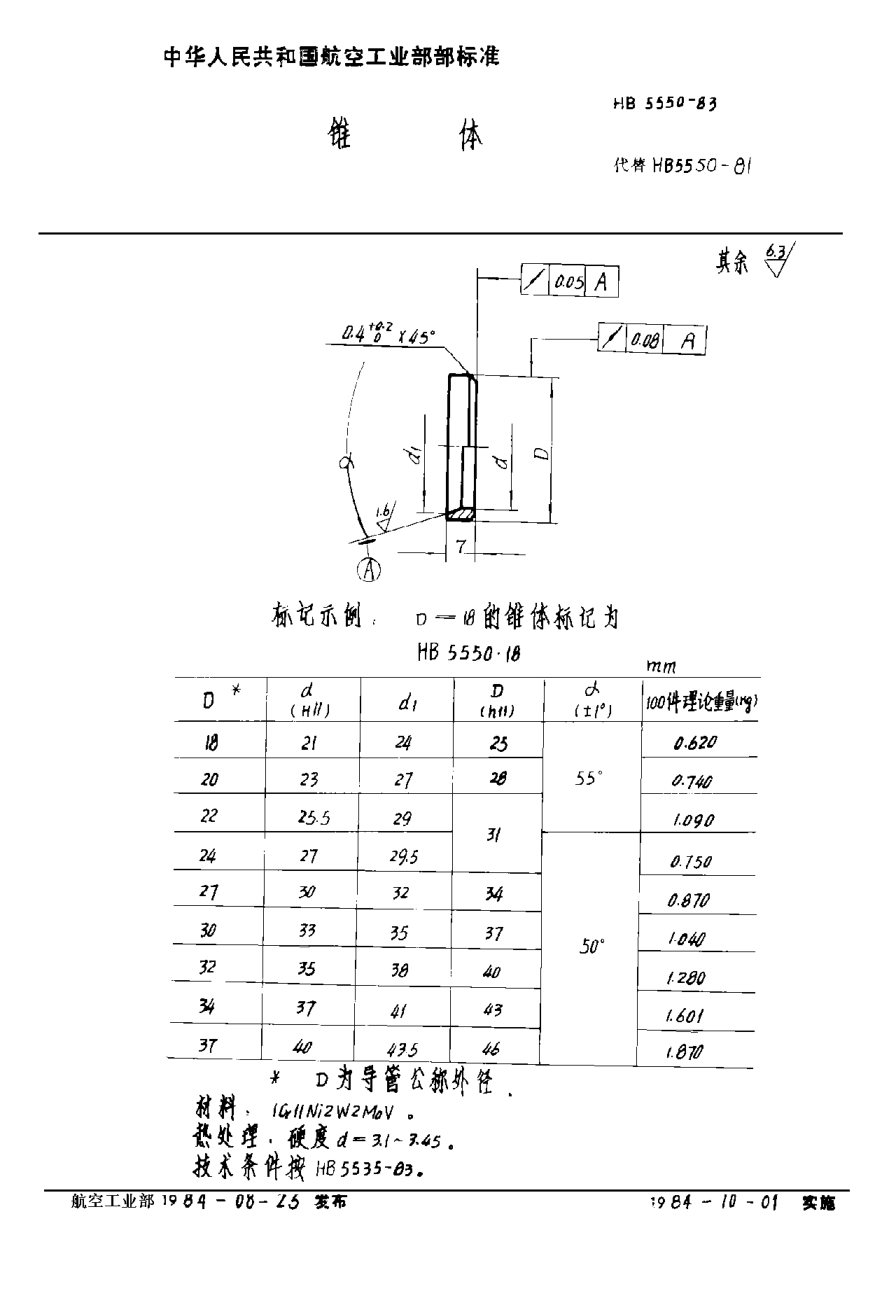 HB 5550-1983锥体